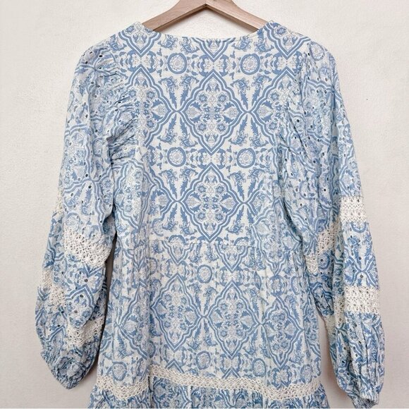 River Island Womens Xsmall Paisley Boho Slit Neck Long Sleeve Dress - Picture 12 of 14